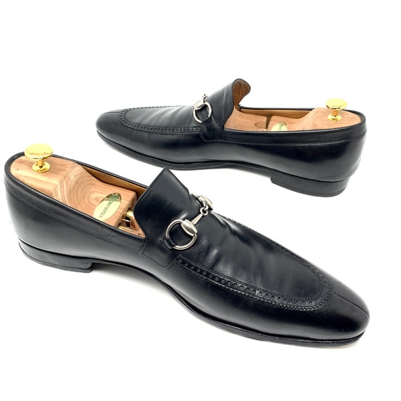 GUCCI Black Leather Silver Horsebit Luxury Loafer - Picture 6 of 8